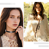 Bohemian Alloy & Resin Imitation Turquoise Oval Black Velvet Choker Necklaces NJEW-WH20004-13B-01-7