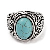 Oval Synthetic Turquoise Cuff Rings RJEW-B107-04AS-3