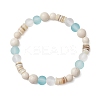2Pcs 2 Styles Bohemia Style Natural Fossil & Freshwater Shell & Glass Beads Stretch Bracelets for Women BJEW-JB11865-3