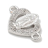 Rack Plating Brass Micro Pave Clear Cubic Zirconia Religion Heart Virgin Mary Connector Charms KK-L224-099P-04-2