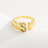 Brass Micro Pave Colorful Cubic Zirconia Cuff Open Rings FS-WG163C1-19-1
