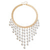 Alloy Imitation Pearl Round Tassel Bib Necklaces for Women WGDE514-01-5