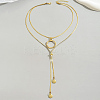 Stainless Steel Disc Tassel Double Layered Adjustable Slider Women's Necklaces SJ4314-1