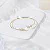 1Pc Elegant Brass Cubic Zirconia Leaf Cuff Bangles for Women BJEW-LP0003-33G-03-3