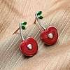 Cherry Brass Enamel Stud Earrings for Women EJEW-G425-02P-3
