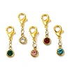 5Pcs 5 Colors 201 Stainless Steel Rhinestone Pendant Decorations HJEW-JM01763-S-1