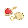 Brass Micro Pave Clear Cubic Zirconia Heart European Dangle Charms KK-L256-21G-2