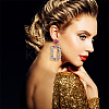 3 Pairs 3 Colors Rhinestone Hollow Out Rectangle Dangle Stud Earrings EJEW-FI0001-12-4