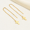 Geometric Circle Earrings with Tassel Studs 201 Stainless Steel Chain BK2334-6-1