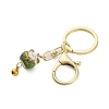 Fortune Cat Porcelain Pendant Keychain KEYC-G064-03F-2