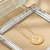 304 Stainless Steel Clear Cubic Zirconia Moon Phase Flat Round Pendant Necklaces LS-NJEW-R018-03G-3