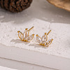 304 Stainless Steel Flower Stud Earrings WA7046-2