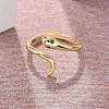 Brass Micro Pave Cubic Zirconia Cuff Rings for Women RJEW-Z084-01G-04-2