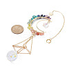 Wire Wrapped Gemstone Chip & Brass Moon Pendant Decoration HJEW-TA00089-3