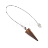 Natural Tiger Eye Cone Pendant Dowsing Pendulums HJEW-JM03967-4