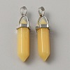 Natural Dyed White Jade Double Terminal Pointed Pendants G-WH0016-37C-1