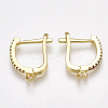 Brass Micro Pave Cubic Zirconia(Random Mixed Color) Hoop Earring Findings with Latch Back Closure EJEW-S201-104-3