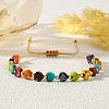 Pride Month Rainbow Heart Resin & Brass Beads Braided Bead Bracelets for Women KI7192-1