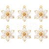 6Pcs Brass Micro Pave Clear Cubic Zirconia Pendants ZIRC-HS0001-07-1