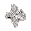 Brass Pave Clear Cubic Zirconia Connector Charms KK-Z066-09P-2