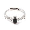 Horse Eye Natural Black Onyx Adjustable Rings RJEW-Q817-02P-09-2