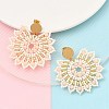 304 Stainless Steel & Bohemian Beaded Flower Dangle Stud Earrings for Women EJEW-R001-04B-5