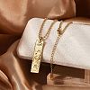 304 Stainless Steel Clear Cubic Zirconia Rectangle Constellation Pendant Necklaces for Women Men NJEW-S435-01G-H-1