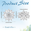 4Pcs 1-Hole Brass Pave Clear Cubic Zirconia Buttons BUTT-MA0001-15A-P-2