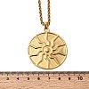 304 Stainless Steel Flat Round with Sun Pendant Necklaces for Women NJEW-G181-06G-3