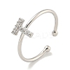 Rack Plating Brass Open Cuff Rings for Women RJEW-F162-02P-T-1