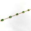 Ion Plating(IP) 304 Stainless Steel Pave Green Glass Rectangle Link Bracelets for Women BJEW-H613-11G-2