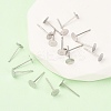 Tarnish Resistant 304 Stainless Steel Flat Round Blank Peg Stud Earring Findings X-STAS-S028-23-4