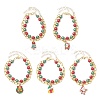 5Pcs 5 Styles Christmas Alloy Enamel Multi-strand Bracelets for Women BJEW-JB12079-2