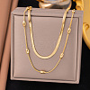304 Stainless Steel Snake Chain Double Layer Necklaces for Women NJEW-Z072-03G-1