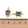 Brass Pave Natural Paua Shell Tortoise Connector Charms KK-C093-21G-3