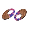Transparent Resin and Walnut Wood Pendants RESI-T057-02G-3