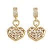 Brass Pave Clear Cubic Zirconia Heart Pendants KK-C132-27G-1