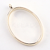 Rack Plating Alloy Oval Open Back Bezel Pendants PALLOY-S047-26E-FF-2