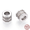 Rhodium Plated 925 Sterling Silver Micro Pave Cubic Zirconia Beads STER-T004-93P-1