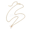 Fairy Brass Pave Clear Cubic Zirconia Pendant 304 Stainless Steel Cable Chain Necklaces for Women NJEW-JN05600-5