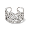 Rack Plating Brass Micro Pave Cubic Zirconia Cuff Rings RJEW-D025-18P-2