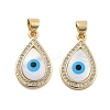 Brass Pave Cubic Zirconia With Shell And Enamel Pendants KK-U009-07G-1