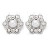 Flower Brass ABS Imitation Pearl Stud Earrings EJEW-M082-09P-2