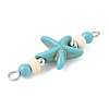 Dyed Synthetic Turquoise Starfish Rondelle Round Beaded Connector Charms PALLOY-JF04015-01-5