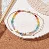 Colorful Glass Seed & Brass Braided Bead Bracelet BJEW-JB10138-02-2