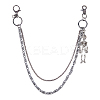 1Pc Alloy Skeleton Charm Double Layer Chains for Jeans Pants AJEW-DC0002-13-1