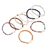8Pcs Natural & Synthetic Gemstone Chip & Cross Stretch Bracelets BJEW-JB11390-1