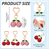 Alloy Polymer Clay Cherry Pendant Decorations HJEW-YW00142-01-3