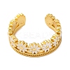 Rack Plating Flower Brass Enamel Open Cuff Rings for Women LS-RJEW-S242-09G-B-2