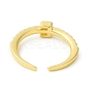 Clear Cubic Zirconia Initial Letter Open Cuff Ring RJEW-H120-09G-E-3